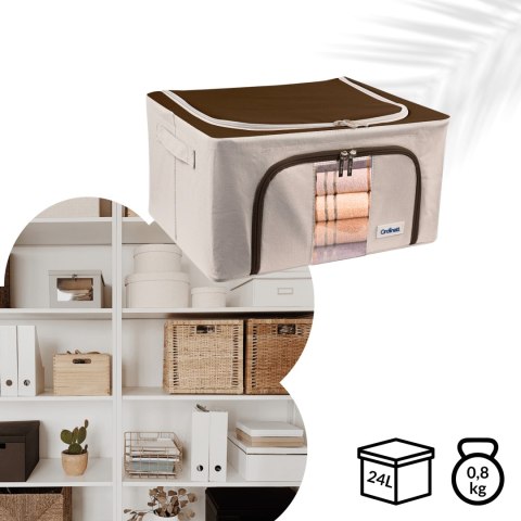 Beżowy organizer Kamai Gio Style z utwardzonymi ściankami, bocznymi uchwytami i okienkiem, pojemność 24L Beżowy organizer Kamai Gio Style z utwardzonymi ściankami, bocznymi uchwytami i okienkiem, pojemność 24L
