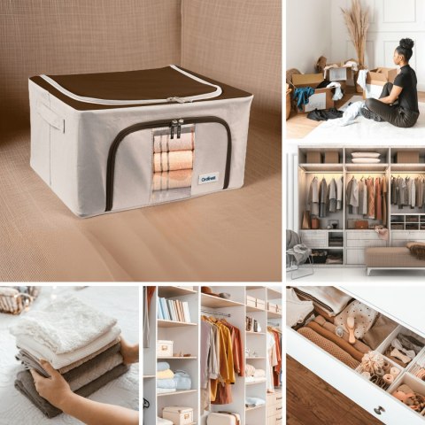 Beżowy organizer Kamai Gio Style z utwardzonymi ściankami, bocznymi uchwytami i okienkiem, pojemność 24L Beżowy organizer Kamai Gio Style z utwardzonymi ściankami, bocznymi uchwytami i okienkiem, pojemność 24L
