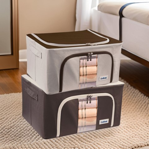 Beżowy organizer Kamai Gio Style z utwardzonymi ściankami, bocznymi uchwytami i okienkiem, pojemność 24L Beżowy organizer Kamai Gio Style z utwardzonymi ściankami, bocznymi uchwytami i okienkiem, pojemność 24L