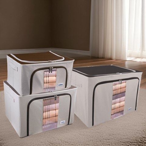 Beżowy organizer Kamai Gio Style z utwardzonymi ściankami, bocznymi uchwytami i okienkiem, pojemność 24L Beżowy organizer Kamai Gio Style z utwardzonymi ściankami, bocznymi uchwytami i okienkiem, pojemność 24L