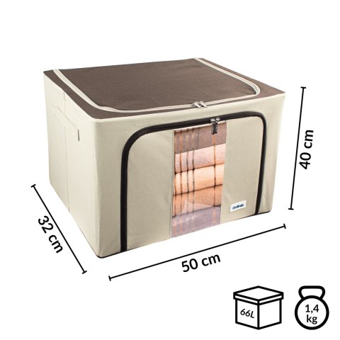Beżowy organizer Kamai Gio Style z utwardzonymi ściankami, bocznymi uchwytami i okienkiem, pojemność 66L Beżowy organizer Kamai Gio Style z utwardzonymi ściankami, bocznymi uchwytami i okienkiem, pojemność 66L