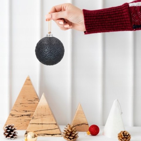 Komplet 19 Bombek Choinkowych Kamai Christmas Decoration® - Kolor Antracyt z Gwiazdą na Czubek Komplet 19 Bombek Choinkowych Kamai Christmas Decoration® - Kolor Antracyt z Gwiazdą na Czubek