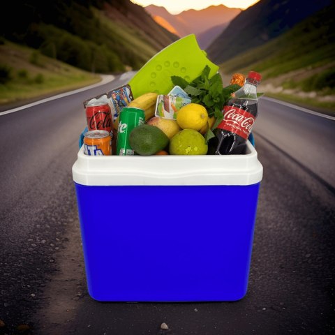 Lodówka turystyczna 22,5L KAMAI BRAVO na wkłady mrożące, niebieska z błękitną pokrywą i uchwytem Lodówka turystyczna 22,5L KAMAI BRAVO na wkłady mrożące, niebieska z błękitną pokrywą i uchwytem