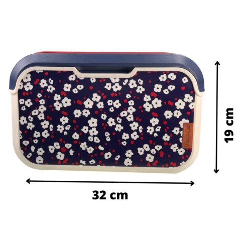 Mini lodówka turystyczna 5L KAMAI EDA wzór kwiat wiśni, lunchox na wkłady mrożące - waniliowy korpus, czerwona rączka, błękitna Mini lodówka turystyczna 5L KAMAI EDA wzór kwiat wiśni, lunchox na wkłady mrożące - waniliowy korpus, czerwona rączka, błękitna