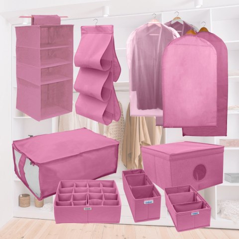 BLOSSOM różowy organizer do szafy z pokrywą oraz oknem 48x36x19cm BLOSSOM różowy organizer do szafy z pokrywą oraz oknem 48x36x19cm