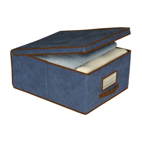 BLUE niebieski organizer do szafy z pokrywą oraz oknem 50x40x25cm BLUE niebieski organizer do szafy z pokrywą oraz oknem 50x40x25cm