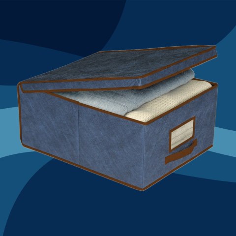 BLUE niebieski organizer do szafy z pokrywą oraz oknem 50x40x25cm BLUE niebieski organizer do szafy z pokrywą oraz oknem 50x40x25cm