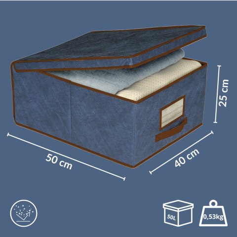 BLUE niebieski organizer do szafy z pokrywą oraz oknem 50x40x25cm BLUE niebieski organizer do szafy z pokrywą oraz oknem 50x40x25cm