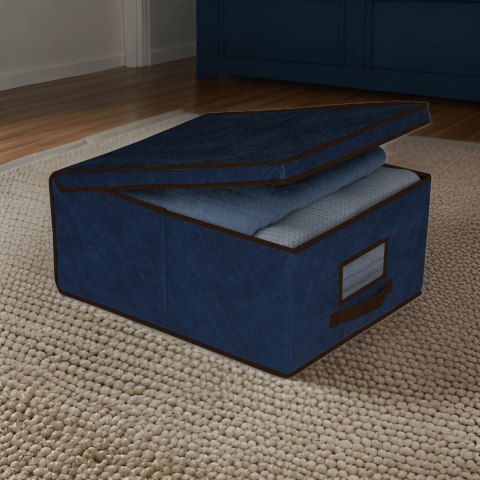 BLUE niebieski organizer do szafy z pokrywą oraz oknem 50x40x25cm BLUE niebieski organizer do szafy z pokrywą oraz oknem 50x40x25cm