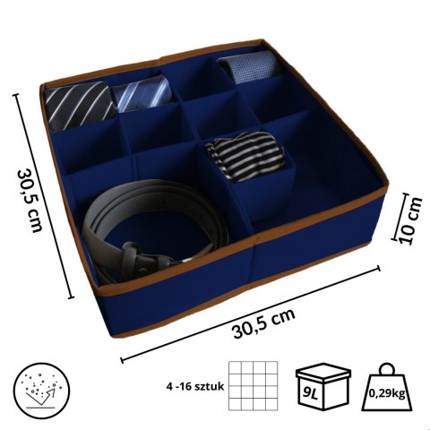 BLUE niebieski organizer do szuflady 11 przegród 30,5x30,5x10cm BLUE niebieski organizer do szuflady 11 przegród 30,5x30,5x10cm