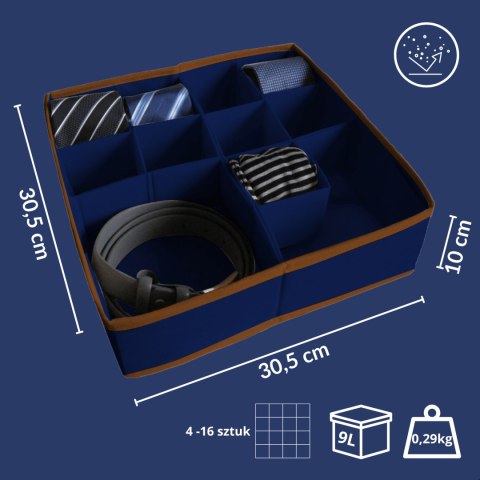 BLUE niebieski organizer do szuflady 11 przegród 30,5x30,5x10cm BLUE niebieski organizer do szuflady 11 przegród 30,5x30,5x10cm