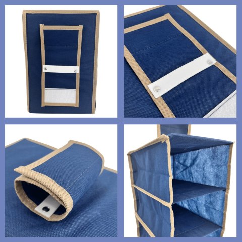 BLUE niebieski wiszący organizer do szafy 10 przegród 20x29x120 cm BLUE niebieski wiszący organizer do szafy 10 przegród 20x29x120 cm