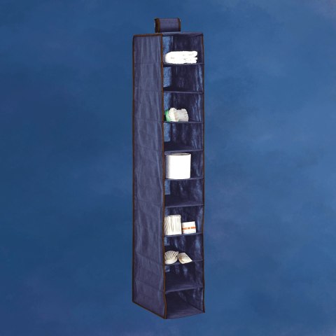 BLUE niebieski wiszący organizer do szafy 10 przegród 20x29x120 cm BLUE niebieski wiszący organizer do szafy 10 przegród 20x29x120 cm
