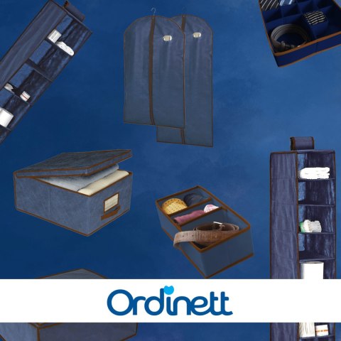 BLUE niebieski wiszący organizer do szafy 10 przegród 20x29x120 cm BLUE niebieski wiszący organizer do szafy 10 przegród 20x29x120 cm