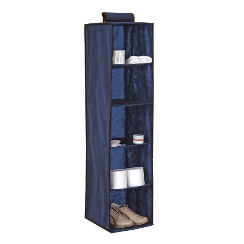 BLUE niebieski wiszący organizer do szafy 5 przegród 30X30X120cm BLUE niebieski wiszący organizer do szafy 5 przegród 30X30X120cm