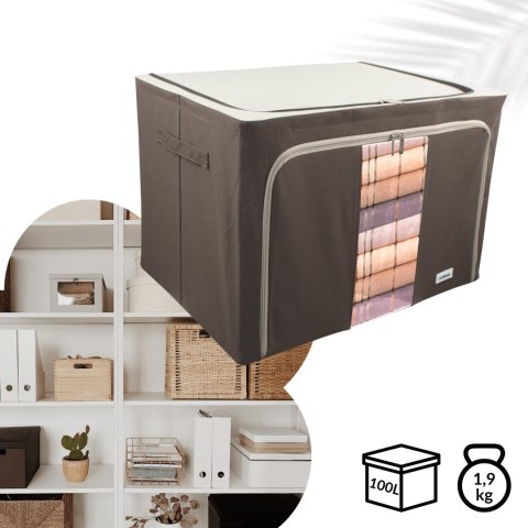 Brązowy organizer Kamai Gio Style z utwardzonymi ściankami, bocznymi uchwytami i okienkiem, pojemność 100L Brązowy organizer Kamai Gio Style z utwardzonymi ściankami, bocznymi uchwytami i okienkiem, pojemność 100L