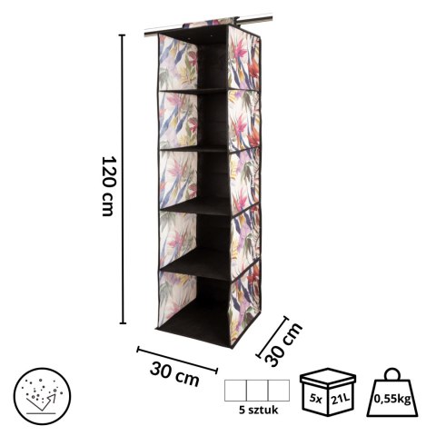 FLORAL w kwiaty wiszący organizer do szafy 5 przegród 30x30x120m FLORAL w kwiaty wiszący organizer do szafy 5 przegród 30x30x120m