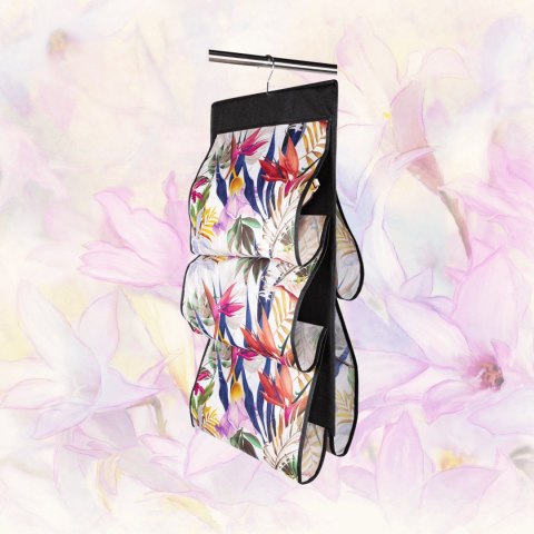 FLORAL w kwiaty wiszący organizer do szafy 5 przegród na torebki, paski 72x42cm FLORAL w kwiaty wiszący organizer do szafy 5 przegród na torebki, paski 72x42cm