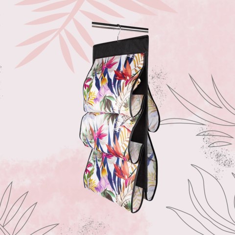 FLORAL w kwiaty wiszący organizer do szafy 5 przegród na torebki, paski 72x42cm FLORAL w kwiaty wiszący organizer do szafy 5 przegród na torebki, paski 72x42cm