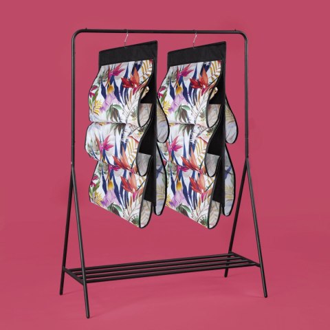 FLORAL w kwiaty wiszący organizer do szafy 5 przegród na torebki, paski 72x42cm FLORAL w kwiaty wiszący organizer do szafy 5 przegród na torebki, paski 72x42cm