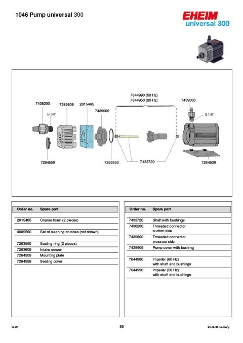 EHEIM pompa universal 300 1046 (1046219) EHEIM pompa universal 300 1046 (1046219)