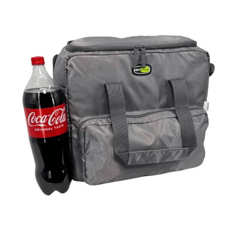 Torba termiczna Kamai Gio Style na ramię, pastelowy szary, z kieszeniami i rączką do noszenia, pojemność 33L Torba termiczna Kamai Gio Style na ramię, pastelowy szary, z kieszeniami i rączką do noszenia, pojemność 33L