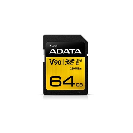 ADATA Premier ONE | Karta pamięci flash | 64 GB | Karta pamięci SDXC UHS-II | Klasa prędkości UHS-II U3 / Class10 ADATA Premier ONE | Karta pamięci flash | 64 GB | Karta pamięci SDXC UHS-II | Klasa prędkości UHS-II U3 / Class10