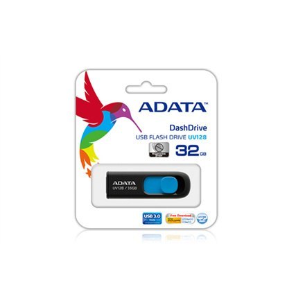 ADATA | UV128 | 128 GB | USB 3.0 | Czarny/Niebieski ADATA | UV128 | 128 GB | USB 3.0 | Czarny/Niebieski