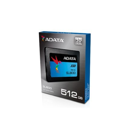 ADATA | Ultimate SU800 | 512 GB | Format SSD 2,5" | Interfejs SSD SATA | Prędkość odczytu 560 MB/s | Prędkość zapisu 520 MB/s ADATA | Ultimate SU800 | 512 GB | Format SSD 2,5" | Interfejs SSD SATA | Prędkość odczytu 560 MB/s | Prędkość zapisu 520 MB/s