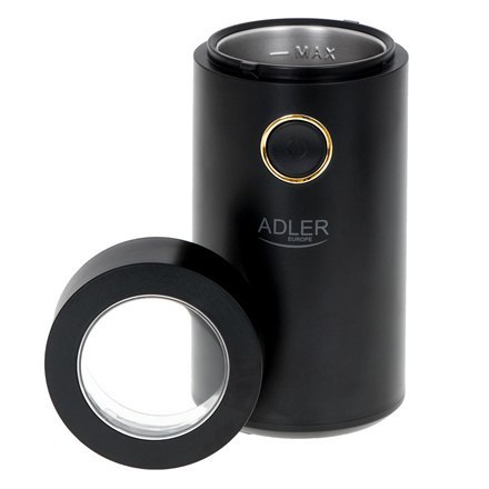 Adler | AD 4446bg | Młynek do kawy | 150 W | Pojemność ziaren kawy 75 g | Liczba filiżanek szt. | Czarny Adler | AD 4446bg | Młynek do kawy | 150 W | Pojemność ziaren kawy 75 g | Liczba filiżanek szt. | Czarny