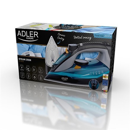 Adler | AD 5032 | Żelazko | Żelazko parowe | 3000 W | Pojemność zbiornika na wodę 350 ml | Ciągłe uderzenie pary 45 g/min | Wyda Adler | AD 5032 | Żelazko | Żelazko parowe | 3000 W | Pojemność zbiornika na wodę 350 ml | Ciągłe uderzenie pary 45 g/min | Wyda