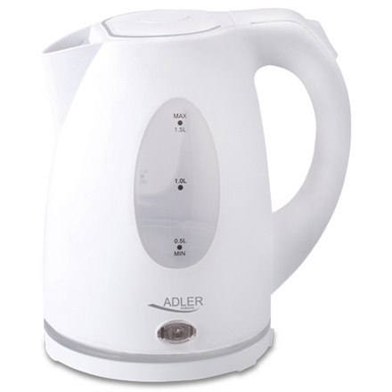 Adler | Czajnik | AD 1207 | Standard | 2000 W | 1,5 L | Plastik | Podstawa obrotowa 360° | Biały Adler | Czajnik | AD 1207 | Standard | 2000 W | 1,5 L | Plastik | Podstawa obrotowa 360° | Biały