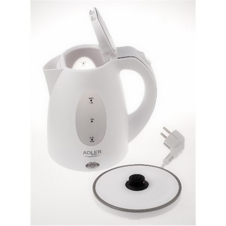 Adler | Czajnik | AD 1207 | Standard | 2000 W | 1,5 L | Plastik | Podstawa obrotowa 360° | Biały Adler | Czajnik | AD 1207 | Standard | 2000 W | 1,5 L | Plastik | Podstawa obrotowa 360° | Biały