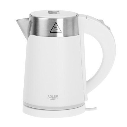 Adler | Czajnik | AD 1372 | Elektryczny | 800 W | 0,6 L | Plastik/stal nierdzewna | Podstawa obrotowa 360° | Biały Adler | Czajnik | AD 1372 | Elektryczny | 800 W | 0,6 L | Plastik/stal nierdzewna | Podstawa obrotowa 360° | Biały