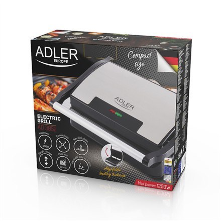 Adler | Grill elektryczny | AD 3052 | Stołowy | 1200 W | Stal nierdzewna Adler | Grill elektryczny | AD 3052 | Stołowy | 1200 W | Stal nierdzewna