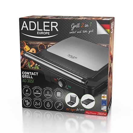 Adler | Grill elektryczny XL | AD 3051 | Stołowy | 2800 W | Czarny/Stal nierdzewna Adler | Grill elektryczny XL | AD 3051 | Stołowy | 2800 W | Czarny/Stal nierdzewna