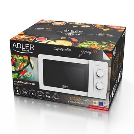 Adler | Kuchenka mikrofalowa | AD 6205 | Wolnostojąca | 700 W | Biała Adler | Kuchenka mikrofalowa | AD 6205 | Wolnostojąca | 700 W | Biała