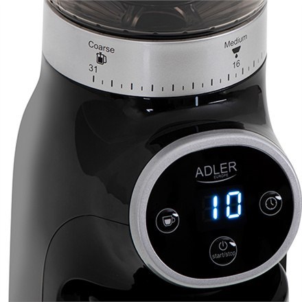 Adler | Młynek do kawy | AD 4450 Burr | 300 W | Pojemność ziaren kawy 300 g | Liczba filiżanek 1-10 szt. | Czarny Adler | Młynek do kawy | AD 4450 Burr | 300 W | Pojemność ziaren kawy 300 g | Liczba filiżanek 1-10 szt. | Czarny