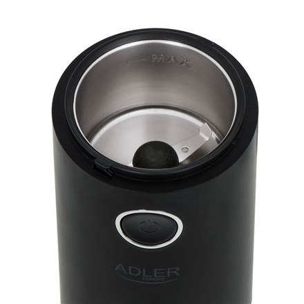 Adler | Młynek do kawy | AD4446bs | 150 W | Pojemność ziaren kawy 75 g | Wyłącznik bezpieczeństwa pokrywy | Czarny Adler | Młynek do kawy | AD4446bs | 150 W | Pojemność ziaren kawy 75 g | Wyłącznik bezpieczeństwa pokrywy | Czarny