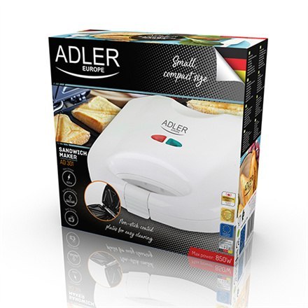 Adler | Opiekacz do kanapek | AD 301 | 750 W | Liczba talerzy 1 | Liczba ciastek 2 | Biały Adler | Opiekacz do kanapek | AD 301 | 750 W | Liczba talerzy 1 | Liczba ciastek 2 | Biały