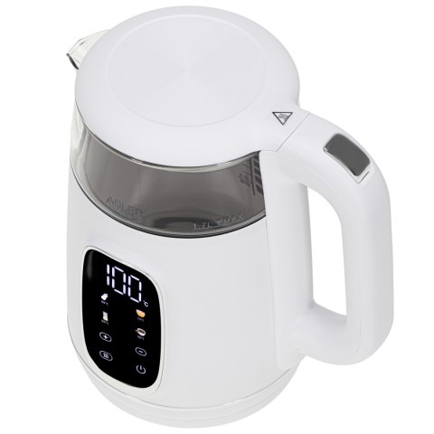 Adler Kettle with LED Display | AD 1305 | Electric | 2200 W | 1.7 L | Plastic | 360° rotational base | White/Silver Adler Kettle with LED Display | AD 1305 | Electric | 2200 W | 1.7 L | Plastic | 360° rotational base | White/Silver