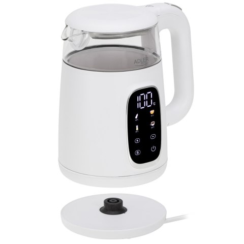 Adler Kettle with LED Display | AD 1305 | Electric | 2200 W | 1.7 L | Plastic | 360° rotational base | White/Silver Adler Kettle with LED Display | AD 1305 | Electric | 2200 W | 1.7 L | Plastic | 360° rotational base | White/Silver