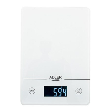 Adler | Waga kuchenna | AD 3170 | Maksymalna waga (nośność) 15 kg | Podziałka 1 g | Typ wyświetlacza LCD | Biały Adler | Waga kuchenna | AD 3170 | Maksymalna waga (nośność) 15 kg | Podziałka 1 g | Typ wyświetlacza LCD | Biały