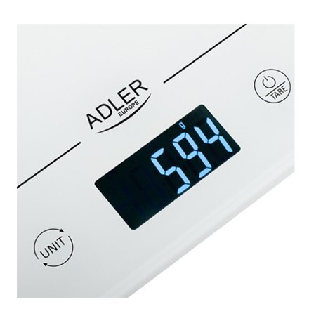 Adler | Waga kuchenna | AD 3170 | Maksymalna waga (nośność) 15 kg | Podziałka 1 g | Typ wyświetlacza LCD | Biały Adler | Waga kuchenna | AD 3170 | Maksymalna waga (nośność) 15 kg | Podziałka 1 g | Typ wyświetlacza LCD | Biały