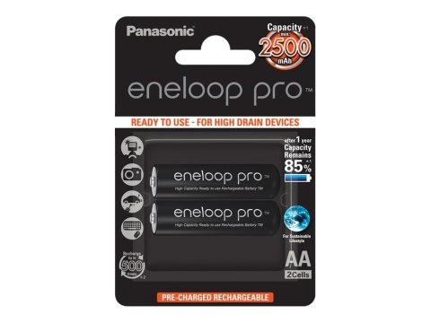 Akumulatory Panasonic ENELOOP Pro BK-3HCDE/2BE, 2500 mAh, 500 (2xAA) | Panasonic Akumulatory Panasonic ENELOOP Pro BK-3HCDE/2BE, 2500 mAh, 500 (2xAA) | Panasonic