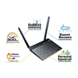 ASUS RT-N12E C1 - router bezprzewodowy - Wi-Fi - desktop | 4-portowy przełącznik | 2,4 GHz