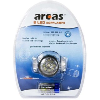 Arcas | Latarka czołowa | LED | Czarna | Srebrna