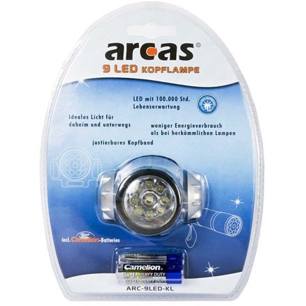 Arcas | Latarka czołowa | LED | Czarna | Srebrna Arcas | Latarka czołowa | LED | Czarna | Srebrna