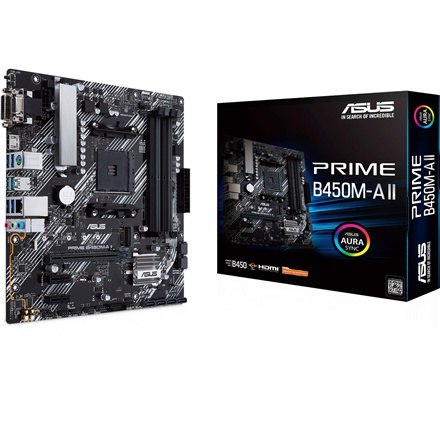 Asus | PRIME B450M-A II | Gniazdo procesora Socket AM4 | Typ chipsetu AMD B450 | Obsługiwana technologia pamięci RAM DDR4 SDRAM Asus | PRIME B450M-A II | Gniazdo procesora Socket AM4 | Typ chipsetu AMD B450 | Obsługiwana technologia pamięci RAM DDR4 SDRAM