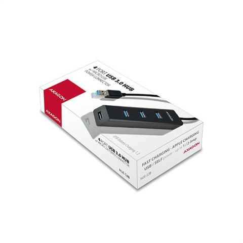 AXAGON Four-port USB 3.0 hub with fast charging and power support | HUE-S2B AXAGON Four-port USB 3.0 hub with fast charging and power support | HUE-S2B